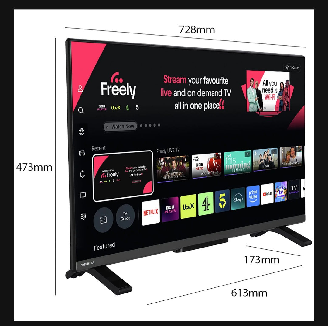 Toshiba 32 lnch 32WV2553DB Smart HD Ready HDR DLED Freely TV