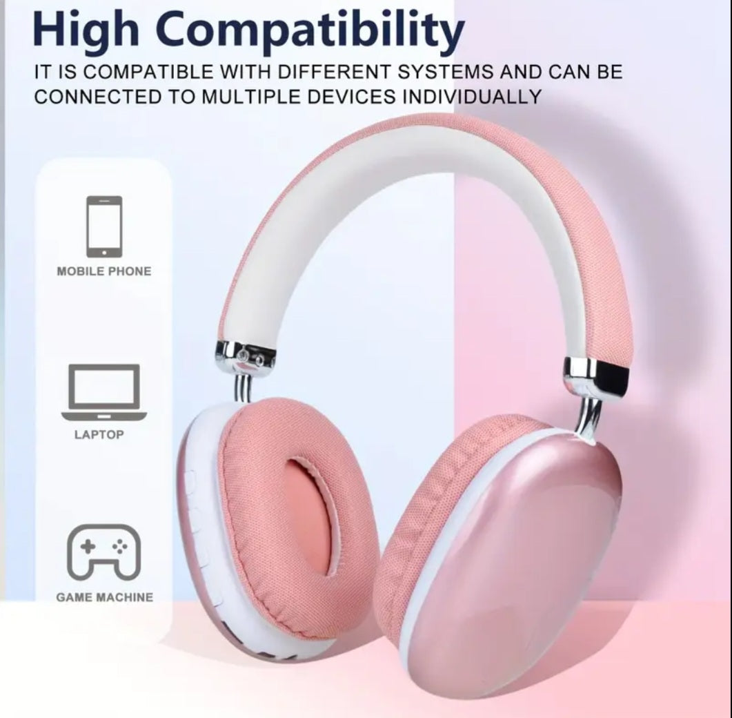 Over-Ear Wireless Headphones with Built-in Mic, Foldable & Rotatable Design, Low-Latency Gaming, USB-C Charging, Compatible with PC, Tablet, TV, Phone - Portable & Stretchable