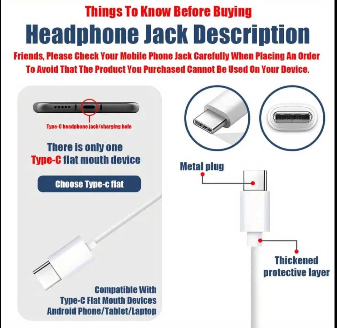 In-Ear Wired Headphones with Type-C/Usb-C Connector