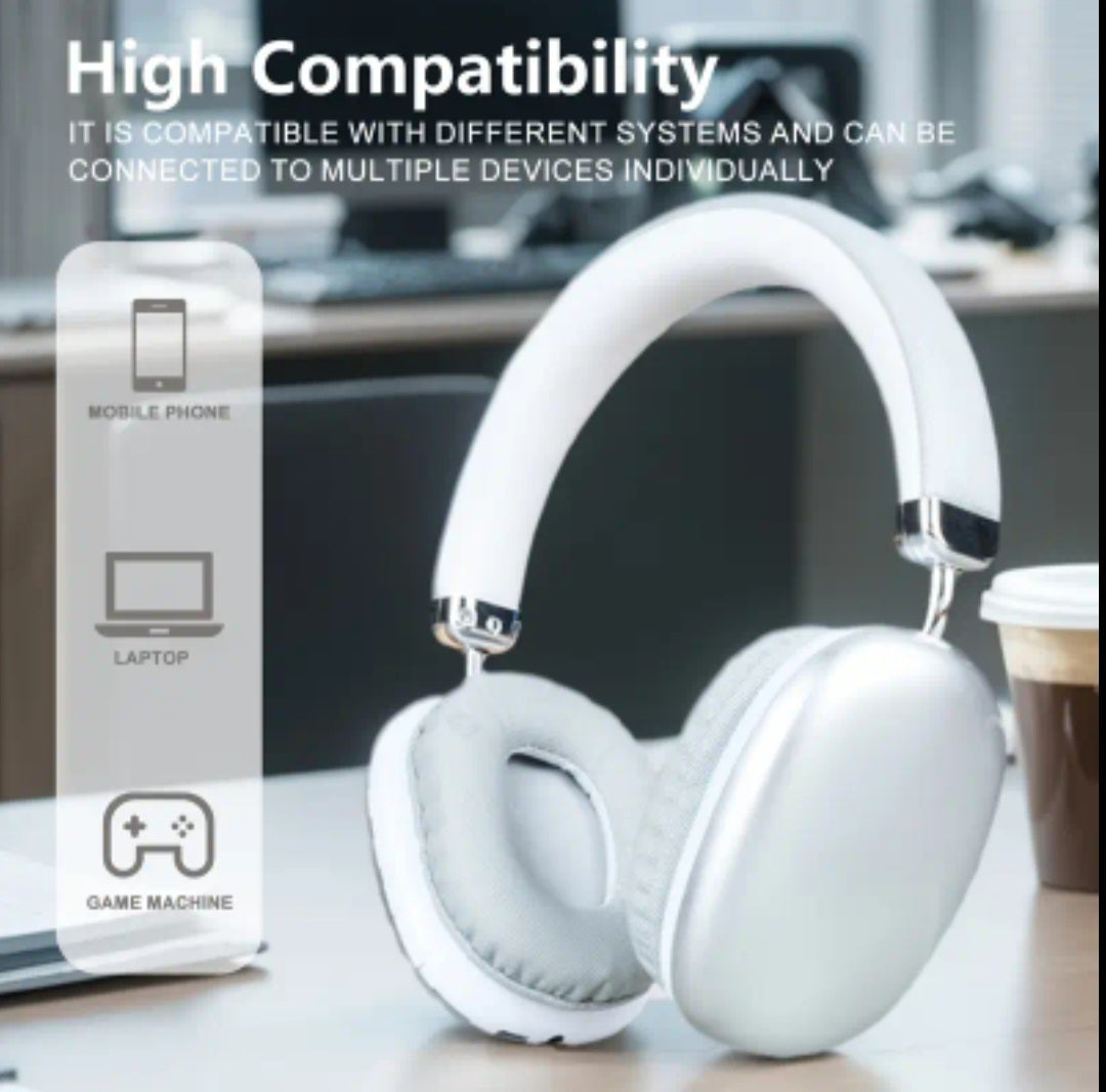 Over-Ear Wireless Headphones with Built-in Mic, Foldable & Rotatable Design, Low-Latency Gaming, USB-C Charging, Compatible with PC, Tablet, TV, Phone - Portable & Stretchable